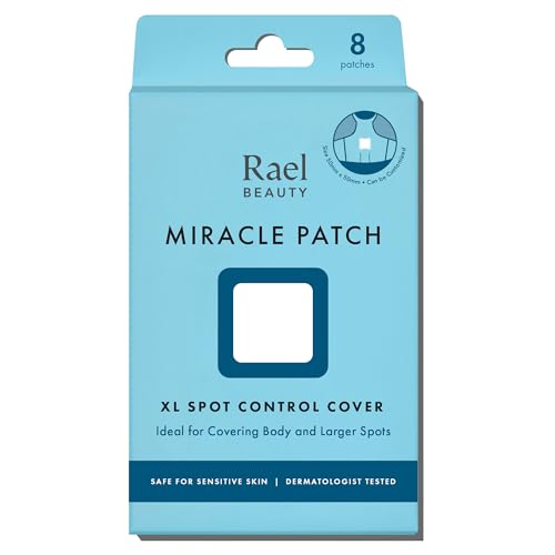 Rael Pimple Patches, Miracle XL Spot Control Cover - Hydrocolloid Acne Pimple Patch for Face, Zits & Blemish, Back and Body, Korean Skin Care (8 Count)