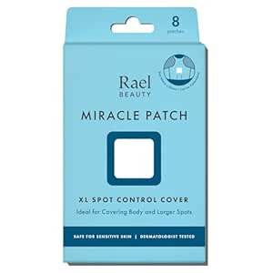 Rael Pimple Patches, Miracle XL Spot Control Cover - Hydrocolloid Acne Pimple Patch for Face, Zits & Blemish, Back and Body, Korean Skin Care (8 Count)