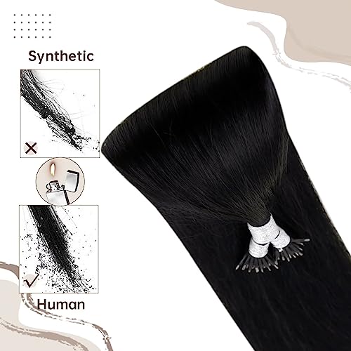 Easyouth Nano Ring Hair Extensions Jet Black Nano loop Hair Extension Real Human Hair Cold Fusion Nanobeads Hair Extensions for Women 16 Inch 50g/50s #1 - Image 4