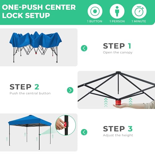 Image of JEAREY 10x10 Pop Up Canopy Tent, Easy Up Outdoor Market Canopy, Royal-Blue