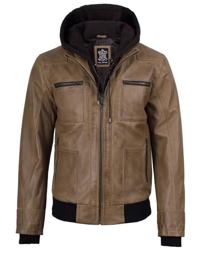 Image of Blingsoul Leather Jacket Men With Detachable Hooded - Real lambskin Leather Jackets For Mens