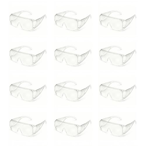 RUGGED BLUE - Visitor Safety Glasses For Men & Women | Ansi Z87 Certified Safety Glasses For Shooting Range | Anti-Scratch Outdoor Glasses | Lab Goggles For Safety | Safety Goggles - 12 Pack Clear