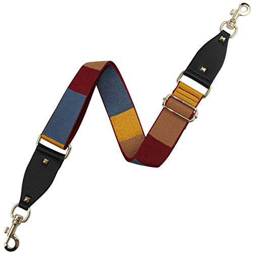 Image of Duwi Wide Purse Strap Multicolor Striped Guitar Style Strap Adjustable Canvas Crossbody Bag Strap