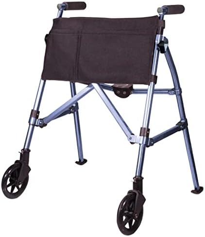 Stander EZ Fold-N-Go Walker Short, Junior Foldable and Lightweight Rolling Walker for Adults, Seniors, and Elderly, Petite Walker with Wheels, Ski Glides, and Pouch for Mobility Support, Cobalt Blue
