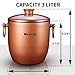 Ice Bucket with Lid, Scoop, Tongs and Strainer - Well Made Insulated Stainless Steel Keep Ice Frozen Longer - Ideal for Cocktail Bar, Parties, Chilling Wine, Champagne - 3 Liter (Copper)