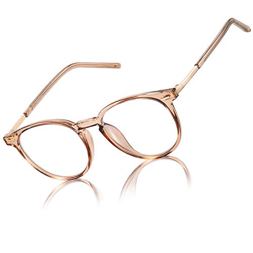 Image of DUCO Blue Light Glasses for Men Women Blue Ray Blocking Glasses Computer Gaming Glasses Teens Retro Round Eyeglasses Frame Brown 5216