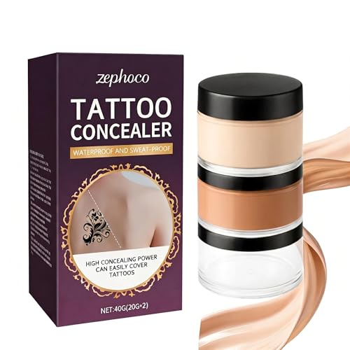 Tattoo Cover Up Makeup Waterproof – Full Coverage Body Concealer for Tattoos, Scars, Bruises & Birthmarks, Sweatproof No Transfer Leg & Body Makeup, Blendable Dual Shade Tattoo Concealer