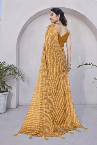 Image of MIRCHI FASHION Saree for Woman Chiffon Shibori Printed | Lightweight Regular Use and Professional Office Sari with Blouse Piece