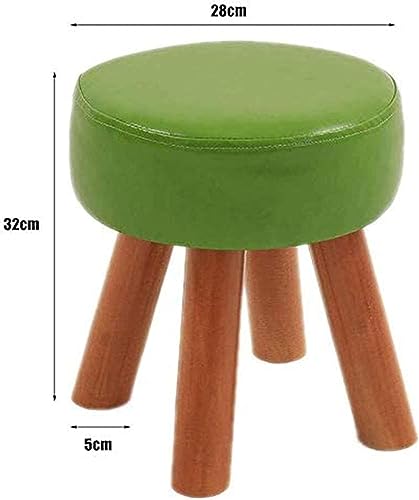 Tabouret en bois et cuir PU orange capitonné avec structure stable - 3