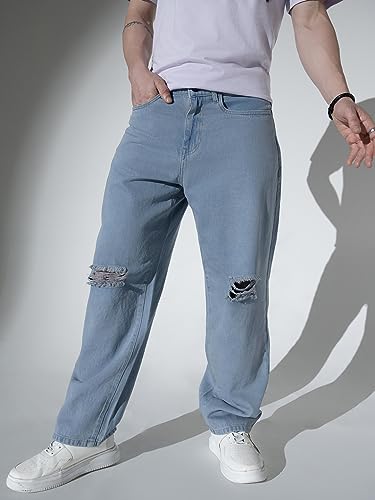 Image of Hubberholme Men's Knee Distressed Loose Fit Jeans