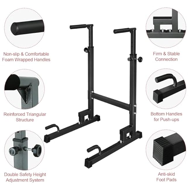 Dip Stand parallel bars, 550 lb capacity heavy-duty dip bar push-ups with foam handles for home or gym fitness exercises