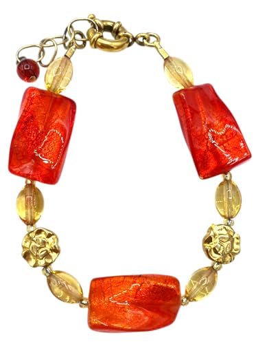 Bracelet verre antique Murrina Venise orange pour vos soirées