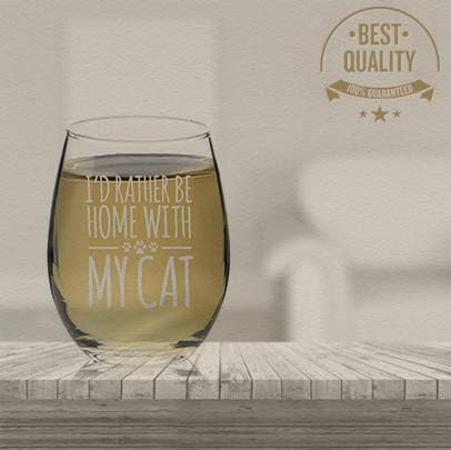 Miniatura 6 de Veracco I'd Rather Be Home With My Cat - Vaso de vino sin tallo, divertido cumpleaños para gato, mamá, gato loco, mujer, amante de los animales,