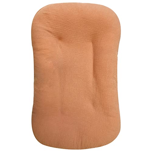 Image of Hooyax Muslin Baby Lounger Cover, Baby Padded Lounger Cover, Infant Floor Seat Cover, Organic Cotton Removable Slipcover Fits Newborn Lounger for Boys and Girls(Brown)