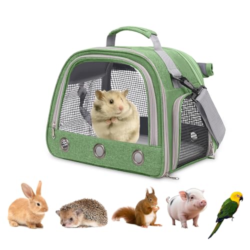 APKOL Kleine Haustier Tragetasche, Meerschweinchen Tragetasche Transportbox, Kaninchen Tragetasche, Kleintier Haustier Tragetasche für Hamster Igel Meerschweinchen und kleine Haustiere,Grün