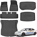 SUPER LINER Tesla Model 3 Floor Mats 2025 2026 2024 All-Weather 8-Pcs Set | Custom Fit, TPE Material, Pet & Child-Friendly | Cargo Liner Rear Cargo Tray Trunk&Interior Accessories