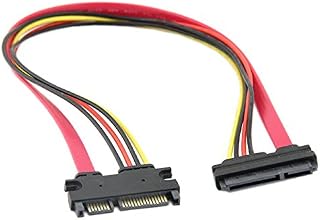 SATA Extension Cable, Qaoquda 22-pin (7+15) SATA Male to Female Data and Power Combo Silmline Extension Cable Cord-20inch (7+15 Pin)