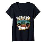 Photo Gallery donna hip hop papa, retro old school 80s 90s boombox graffiti maglietta con collo a v Photo Gallery donna hip hop papa, retro old school 80s 90s boombox graffiti maglietta con collo a v