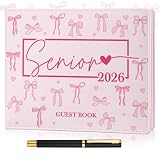 Patelai Libro de invitados de reunión de clase con bolígrafo para decoración de recuerdos de reunión universitaria, letrero y mensajes de escritura, 112 páginas (Senior 2026)