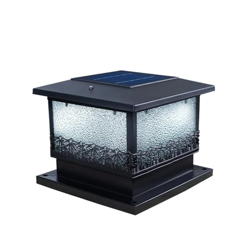KCEYANB Lámpara solar de exterior LED impermeable de pared de columna con carcasa de metal negro moderna valla cubierta luz para villa patio iluminación decorativa para jardín patio