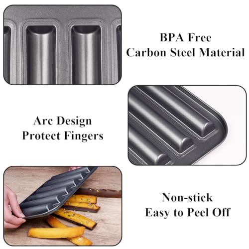 Elesinsoz 6 Cup Financier Cake Baking Pan Breadstick Cornstick Biscotti Ladyfinger Donut Cookie Cornbread Stick Mini Bread Loaf Baguette Nonstick Small Muffin Cupcake Madeleine Tin Tray Mold