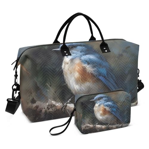 Large Travel Duffel Bag, Bird on Branch Sports Tote Gym Bag, Shoulder Weekender Overnight Bag for Women Men, Carry On Luggage with Toiletry Bags