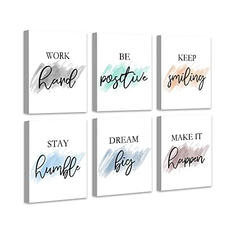 𝗗𝗿𝘀𝗼𝘂𝗺 Motivational Wall Decor Inspirational Office Wall Art Quotes Wall Art for Living Room Encouraging Canvas Posters for Office Bedroom Sayings for Wall Decor - 8” x10” x6 PCS (𝗙𝗿𝗮𝗺𝗲𝗱) Cover
