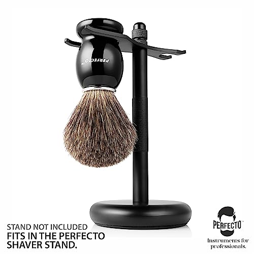 Perfecto 100% Pure Badger Shaving Brush-Black Handle- Engineered For The Best Shave Of Your Life. For, Safety Razor, Double Edge Razor, Straight Razor Or Shaving Razor, Its The Best Badger Brush. #TOP5