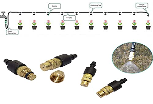 DIY Crafts Outdoor Garden Misting Cooling System Fitting Hose Nozzle Sprinkler Water Kit System Watering Irrigation Sprayer Misting Lawn Dno3 (5 Pcs Mist Kit, Included Pipe + Faucet Connector + Accessory)