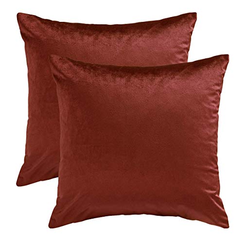 Image of GIGIZAZA Decor Throw Couch Pillow Covers,Burnt Orange Sofa Cushion Pillow Covers,Velvet Pillow Cases 24 x 24inch