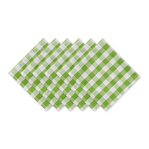 DII Checkered Tabletop Collection 100% Cotton, Machine Washable, Napkin Set, 20x20, Green Apple, 6 Piece