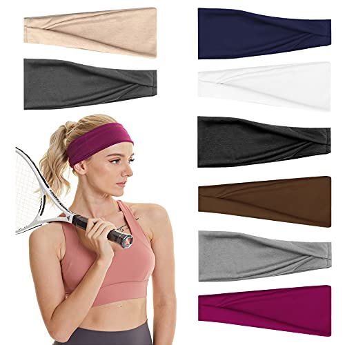 Pohaekw Headbands for Women (8 Pack), Women's Headbands Workout Yoga Headwraps Hairbands Sweat Wicking Head Band for Running Cycling Fitness (Set 2)