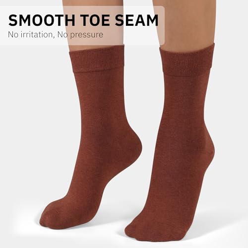 CLOSEMATE Womens Calf Crew Socks Soft Cotton and Lightweight for Dress Trouser 5 Pairs3