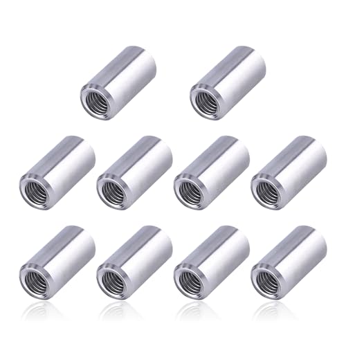 Lot de 10 manchons filetés ronds en acier inoxydable - Écrous de raccordement longs - Tige filetée - Écrous d'embrayage - Douille filetée - Écrou tige filetée pour support (Φ8 x 30 x M5)