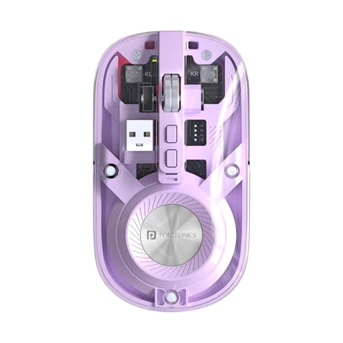 Portronics Toad 8 Transparent Wireless Bluetooth Mouse with Dual Wireless (BT + 2.4 GHz), Rechargeable Battery, Noise-Free Clicking, Show/Hide Desktop