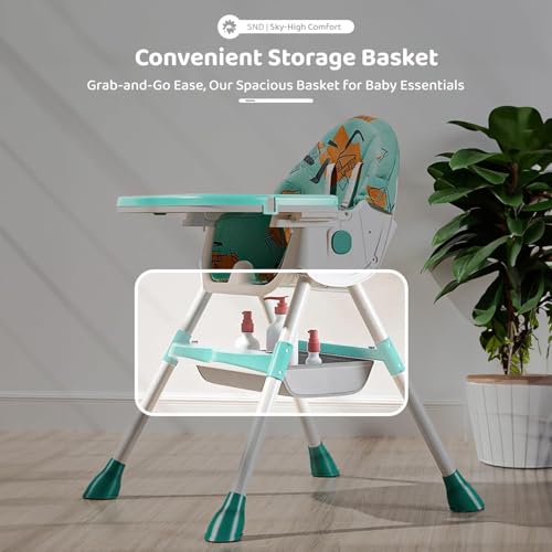Image of StarAndDaisy High Chair for Baby /Baby Feeding Chair for 0 to 5 Years with Multi Level Height Adjustment, Reclining Seat, 5 Point Safety Point /High Chair with Detachable Tray- Sea Blue