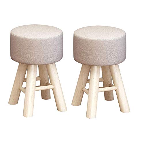 Ottoman rembourré gris clair et petit tabouret bas scandinave - 3