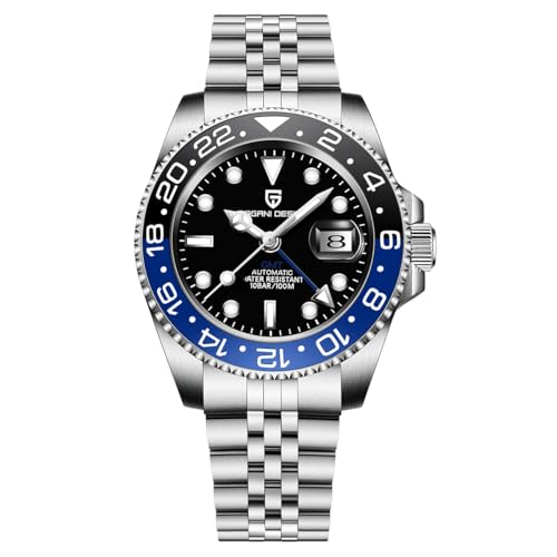 Pagani Design GMT Automatic Mechanical Men's Watch Rotating Ceramic Bezel Stainless Steel Watch with Date Function Men's Sport Watch