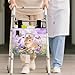 Babrukda Hibiscus Wheelchair Bag Bunny Butterfly Walker Bag with Multi Pockets Purple Tie Dye Printed Walker Accessories for Seniors, Elderly Large Capacity Carry Storage Carrier Tote
