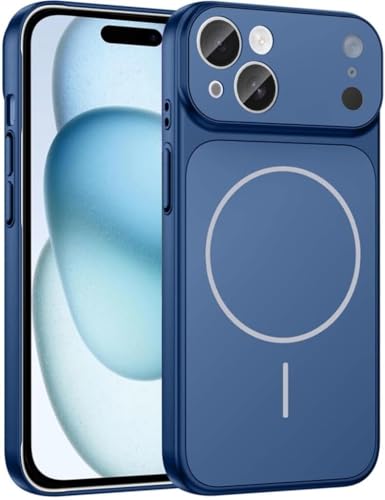 Image of for iPhone 13 |Convert to 17 pro /17 Pro Max Style Premium Back Glass Converter Cover Magnetic Case for iPhone 13 (Blue)