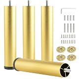 funifiti 4 Pack 8 Inch Gold Furniture Legs Metal Adjustable Risers Cylinder Screw in...
