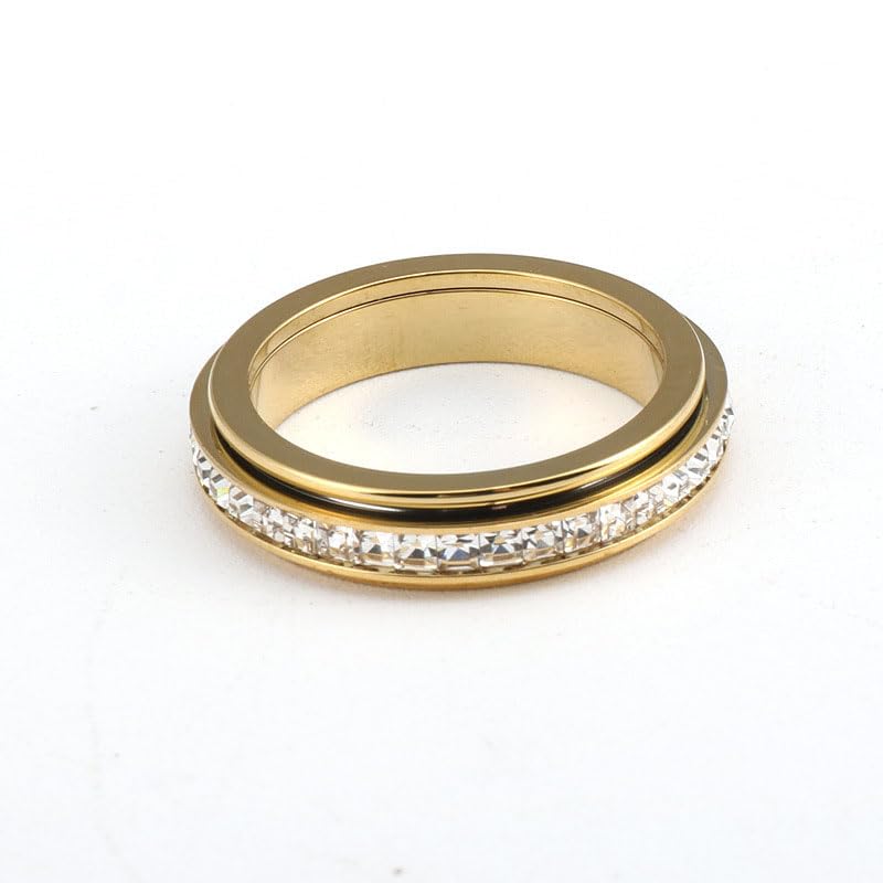 Anxiety Rings for Women Titanium Steel Spinner Fidget Band Rings Cubic Zirconia Relieving Anxiety Wedding Promise Lucky Rings Comfort Fit Size 5 to 10…2