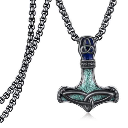 Thors Hammer Necklace 925 Sterling Sliver Viking Mjolnir Hammer Necklace Norse Jewelry Gifts for Men