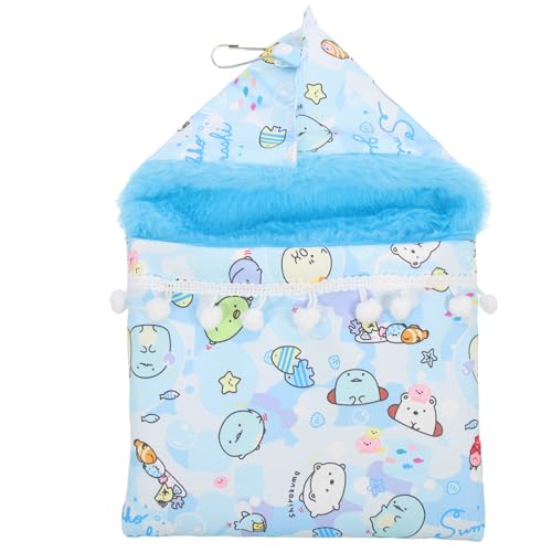 VALICLUD Hamaca para Cobayas y Hámsteres Cama Colgante Acolchada de Felpa Sintética Azul Tamaño Pequeño Cama Cálida y Cómoda para Hurones Ratas y Mascotas Pequeñas de Interior