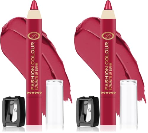 Image of FASHION COLOUR Ultra Matte Lip Crayons With Free Sharpener | Smudge Proof And Waterproof | For Hydration And Moisturization | Long Lasting Lipwear with Matte Finish, Cruelty-free and Paraben-free - 2.5 gm(Pink Carnation)