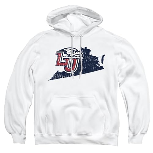 Liberty University Official State Shape Unisex Adult Pull-Over Hoodie, White, X-Large