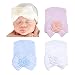 DRESHOW 3 Pcs Newborn Hospital Hat Infant Baby Hat Cap with Big Bow Soft Cute Knot Nursery Beanie (Style A)