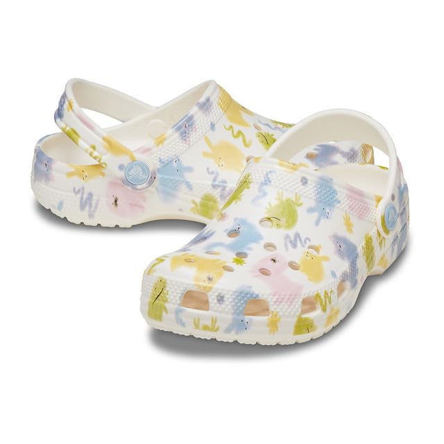 Image of Crocs Unisex's Classic Clogs with Patterns and Graphics (Little Kid /Big Kid) Chalk 4 Medium