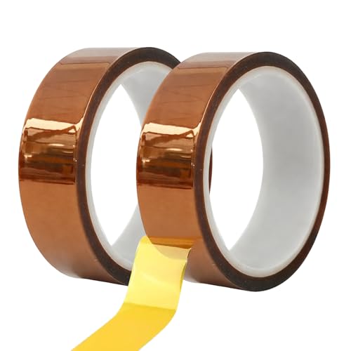 WQNNQW 2 Rollen Kapton Tape 20 Mm X 33 M Hitzebeständiges Klebeband Hochtemperaturklebeband Isolierband Heizband Geeignet Für 3d-Drucker Löten Thermosublimation Und Elektronische Leiterplatten