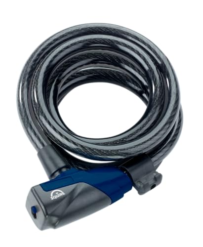 Squire Locks Kilda 12/1800 Integrated Bicycle Cable Lock – Tough Lightweight Cable Bike Lock – 1800 mm Locking Length – 12 mm Diameter Steel Cable – Includes 3 Keys